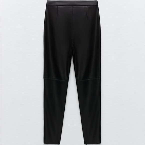NWT. Zara Black Faux Leather High-waist Leggings. Size M. - Picture 5 of 11